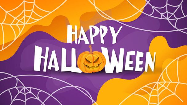 Happy Halloween with pumpkin  handwritten in Halloween day for content online or web, banner and template , Flat cartoon flat style. illustration Vector EPS 10 - Vector, imagen
