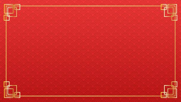 Nouvel an chinois 2022 Cadre avec espace de copie, éléments asiatiques avec style artisanal sur fond rouge. - Vecteur, image