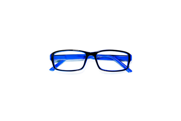 Óculos azuis sobre um fundo branco. - Foto, Imagem