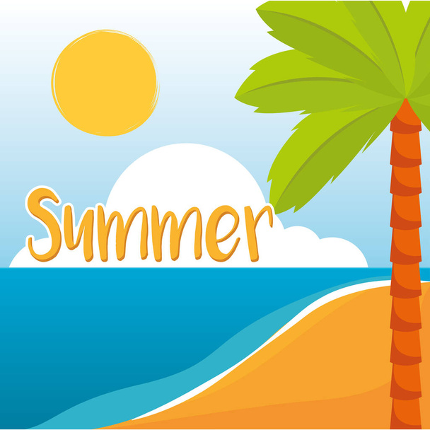 Poster Summer sun and beach vector illustration - Διάνυσμα, εικόνα
