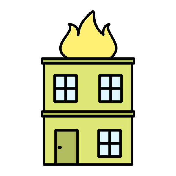 dům s požárem a další prvky vektorové ilustrace  - Vektor, obrázek