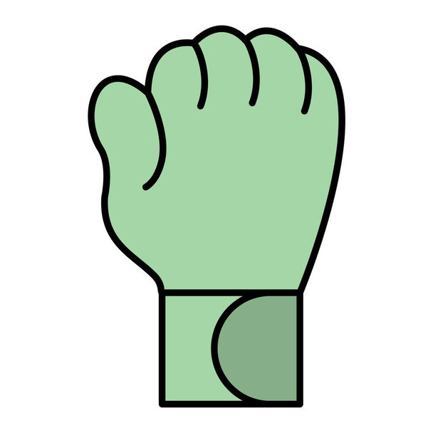 ikona boxerské rukavice. nastíněná ruka, držící vektorovou ilustraci. izolované na bílém pozadí - Vektor, obrázek