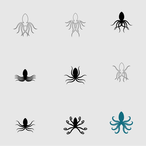 Octopus logo set, octopus gray background inspiration logo vector - Vector, Image