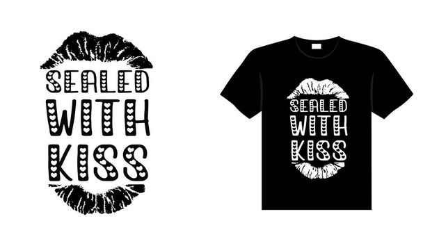 Дизайн сорочки типографії поцілунку
 - Вектор, зображення
