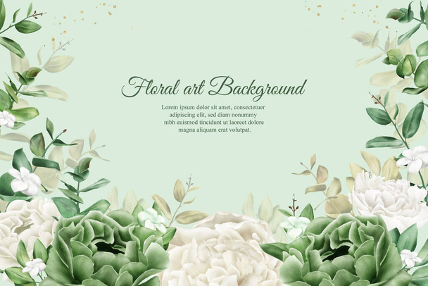 Realistisches Aquarell Floral Background Design mit handgezeichneten Blumen und Blättern - Vektor, Bild