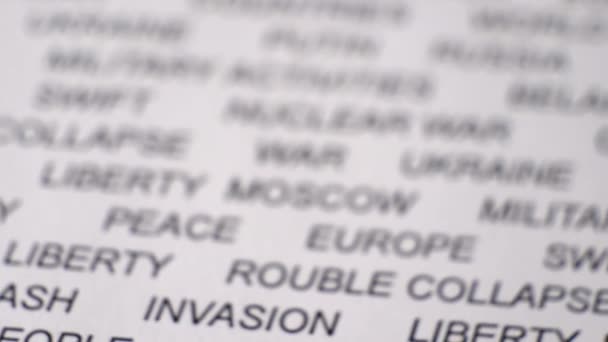 Closeup shot of SANCTIONS written on white paper with a black circle around it. - Footage, Video
