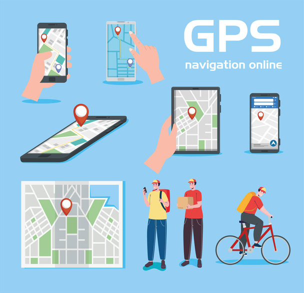osiem ikon serwisowych GPS - Wektor, obraz