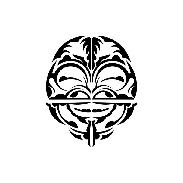Viking faces in ornamental style. Hawaiian tribal patterns. Suitable for tattoos. Isolated. Vector illustration. - Vector, Image