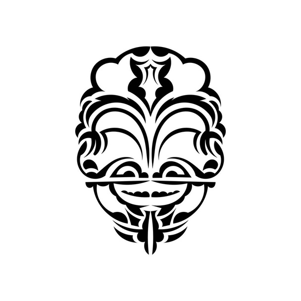 Rostros ornamentales. Patrones tribales hawaianos. Adecuado para huellas. Aislado. Vector. - Vector, imagen
