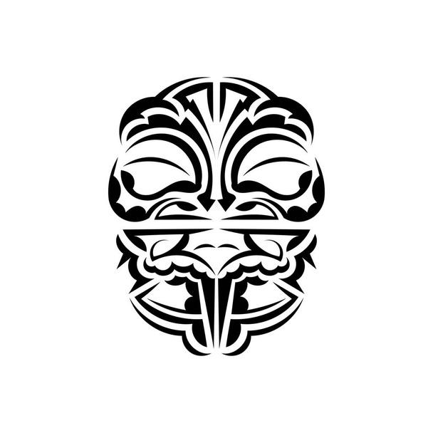 Ornamental faces. Hawaiian tribal patterns. Suitable for prints. Isolated. Black ornament, vector illustration. - Vector, Image