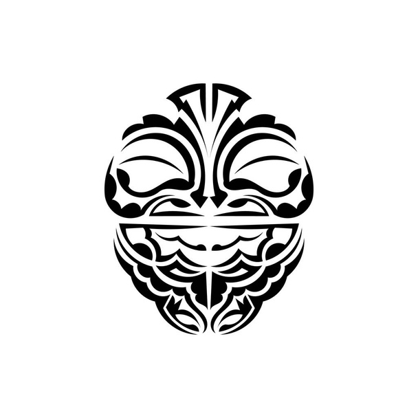 Ornamental faces. Hawaiian tribal patterns. Suitable for tattoos. Isolated on white background. Vector. - Vector, Image