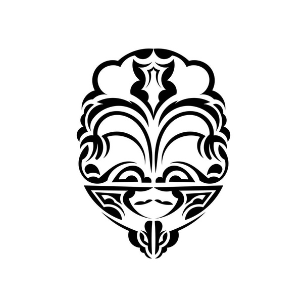 Ornamental faces. Maori tribal patterns. Suitable for prints. Isolated. Black ornament, vector. - Vector, Image