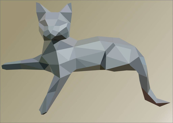 geometric gray graceful lying cat - Vector, Image