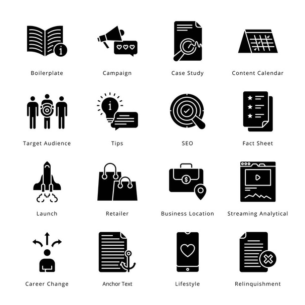 Smart Business Glyph Icons - Στερεά, Διανύσματα; - Διάνυσμα, εικόνα