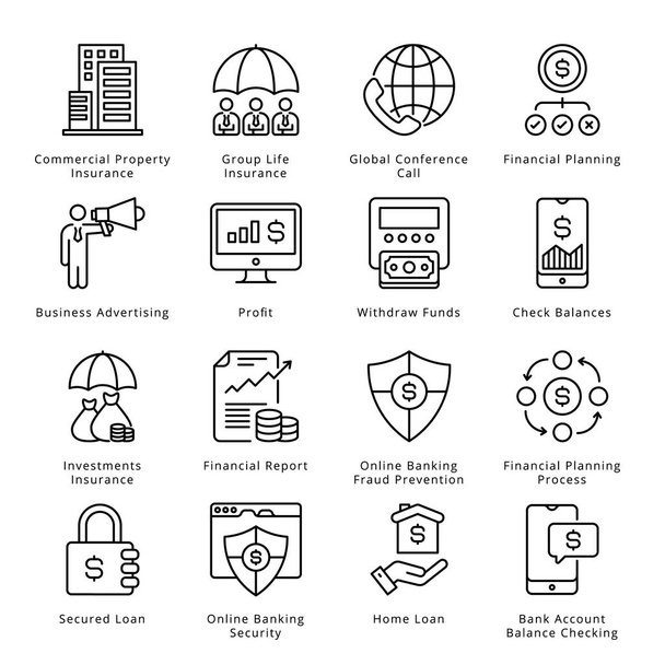 Ícones de contorno de negócios inteligentes - Traçado, vetores - Vetor, Imagem