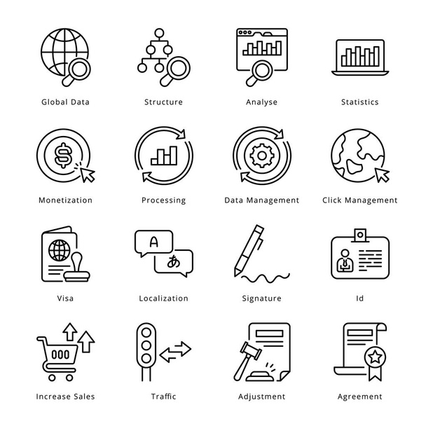 Smart Business Outline Icons - gestreift, Vektoren - Vektor, Bild