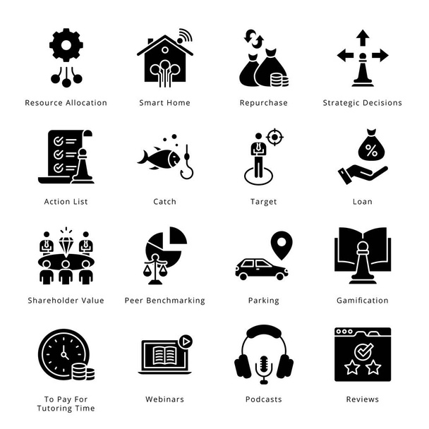 Smart Business Glyphh Icons - Аргументы и Факты; - Вектор,изображение