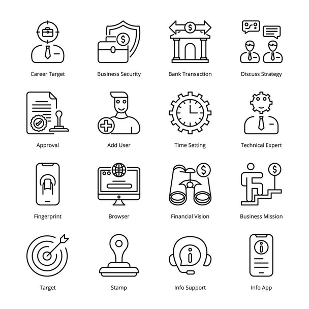 Иконки Smart Business Outline - Поглаженные, векторы - Вектор,изображение