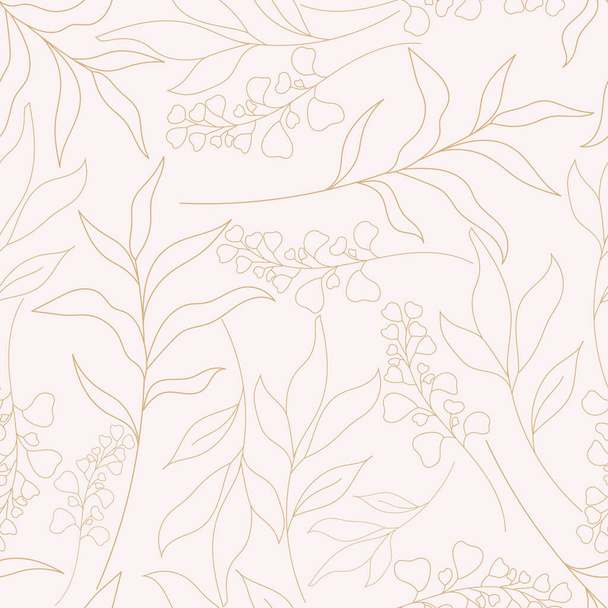 Elegant hand drawn golden floral seamless pattern - Vektor, Bild