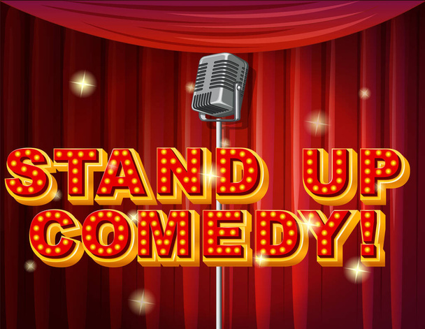 Stand up logo de comedia con ilustración de micrófono - Vector, imagen