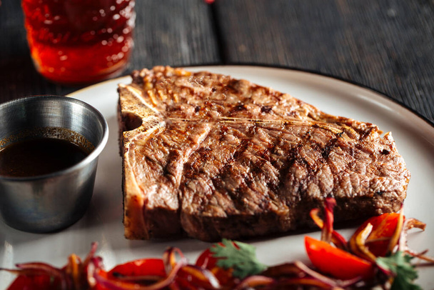 Closeup on grilled beef steak - Fotoğraf, Görsel