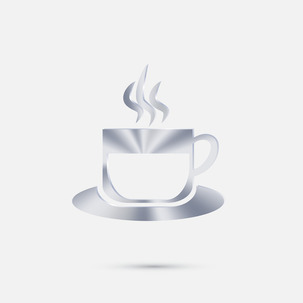 Cup of hot drink  silver icon - Vektor, kép