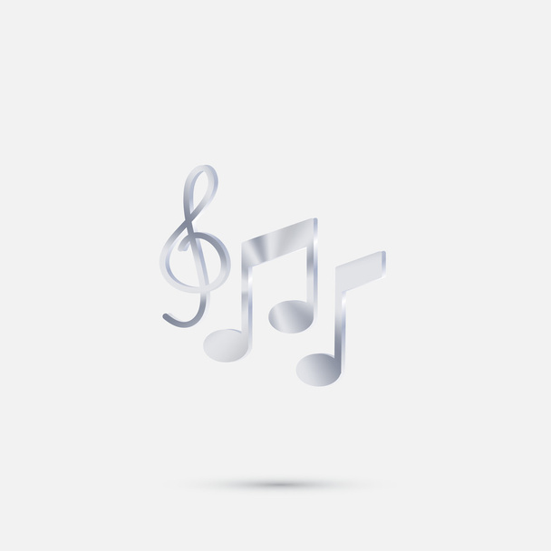 Musical notes and treble clef silver icon - Vector, Imagen