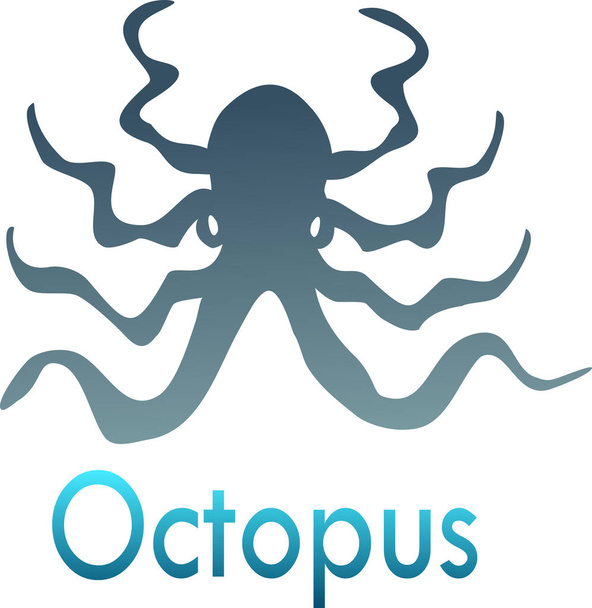 Silouette of octopus with tentacles - Διάνυσμα, εικόνα