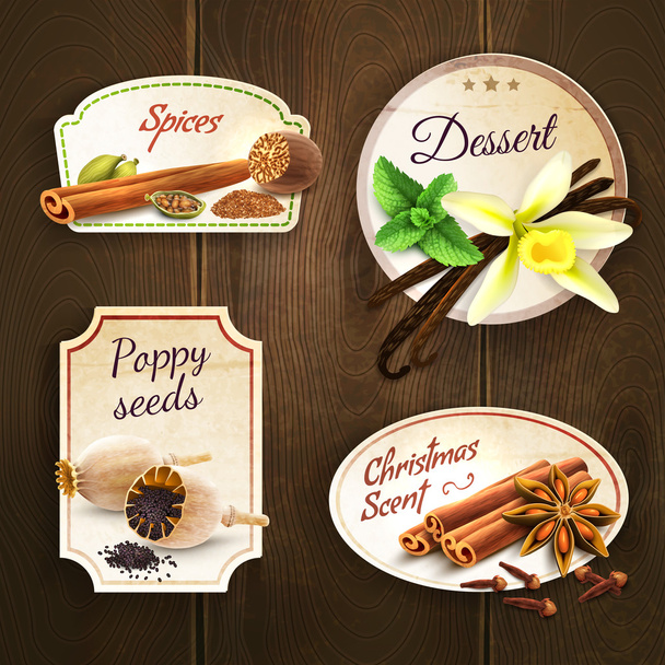 Spices badges set - Vector, Image