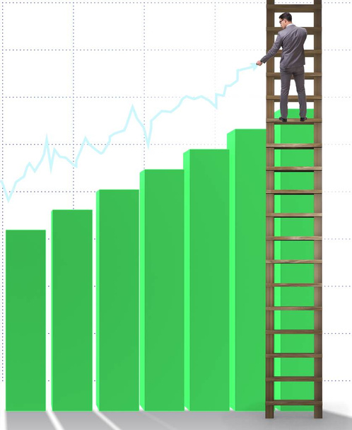 İş adamı istatistiklerde büyümeye doğru tırmanıyor - Fotoğraf, Görsel