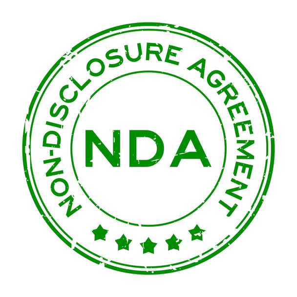 Grunge green NDA Non-disclosure agreement word round rubber seal stamp on white background - Vector, Image