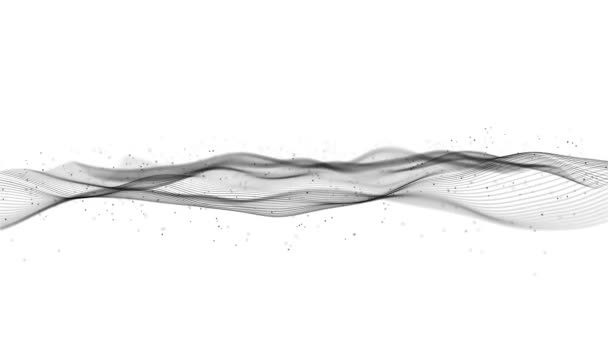 Streszczenie Network Mesh Waving Fx Tło Pętla / 4k animacja abstrakcyjnego fraktalnego tła z powierzchnią siatki i liniami cząstek falujących i płynnego pętli - Materiał filmowy, wideo