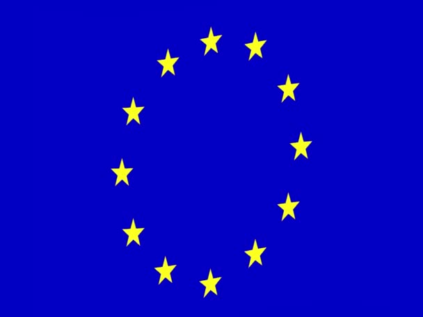 Europese Unie (EU). Zwaaiende vlag van de Europese Unie (EU). Afbeelding van de vlag van de Europese Unie (EU). Horizontaal ontwerp. Abstract ontwerp. Een video. Kaart. - Video