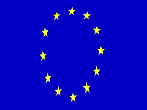 European Union (EU). Waving flag of the European Union (EU). Illustration of the flag of the European Union (EU). Horizontal design. Abstract design. Video. Map. - Footage, Video