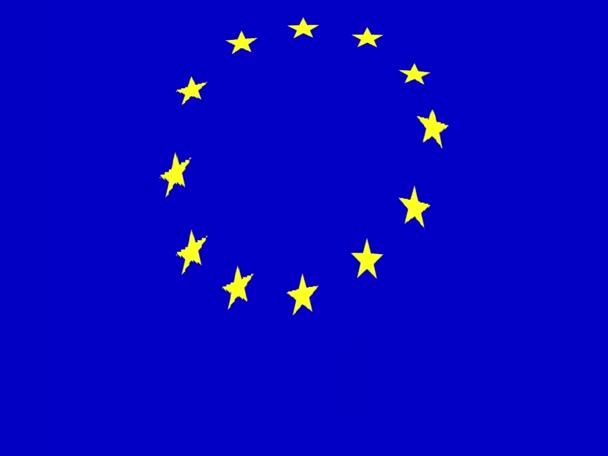 European Union (EU). Waving flag of the European Union (EU). Illustration of the flag of the European Union (EU). Horizontal design. Abstract design. Video. Map. - Footage, Video