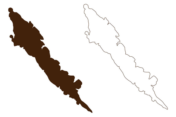 Iz island (Republic of Croatia, Adriatic Sea) map vector illustration, scribble sketch  map - Vector, imagen
