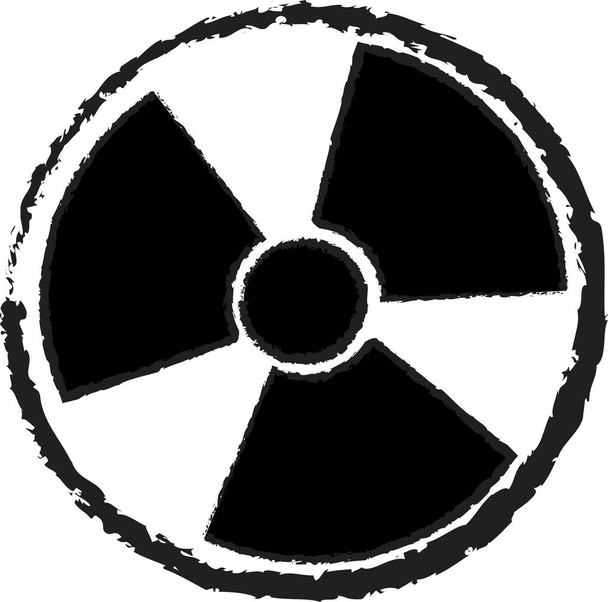 ilustración del símbolo de advertencia de radiación aislado en blanco - Vector, imagen