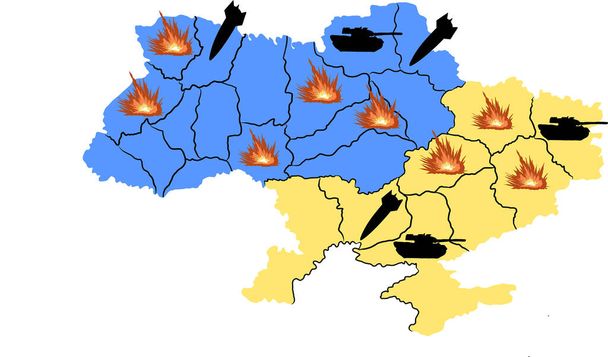 illustrazione di attacco alla ucraina isolato su bianco - Vettoriali, immagini