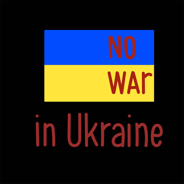 illustration of national flag near no war in ukraine lettering on black - Vector, Image
