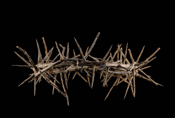 Crown of thorns on black background - Photo, Image