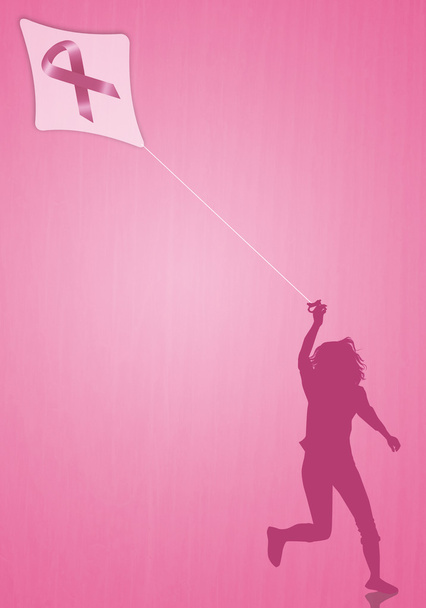 Frau mit Drachen mit rosa Schleife - Foto, Bild