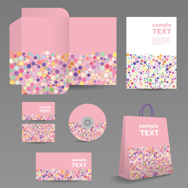 Stationery Template, Corporate Image Design with Dotted Pattern - Vector, Image