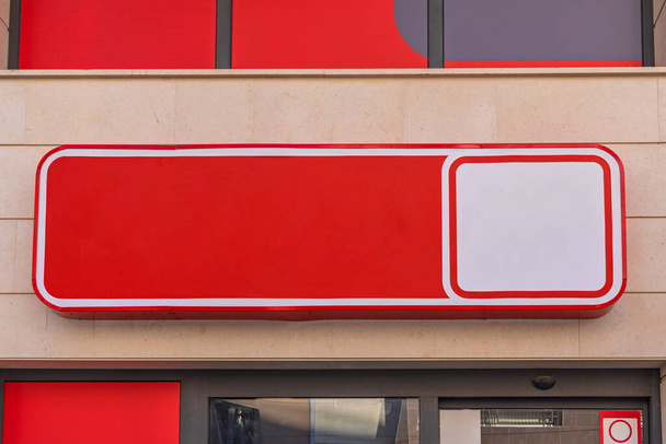 Big Red Sign Box at Building Exterior Copy Space - Φωτογραφία, εικόνα