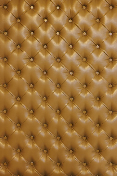 Texture of brown beige leather background with capitone pattern, full-frame. Brown retro Chesterfield style. - Foto, immagini