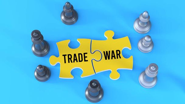 sakk, puzzle és kereskedelmi háború - Fotó, kép