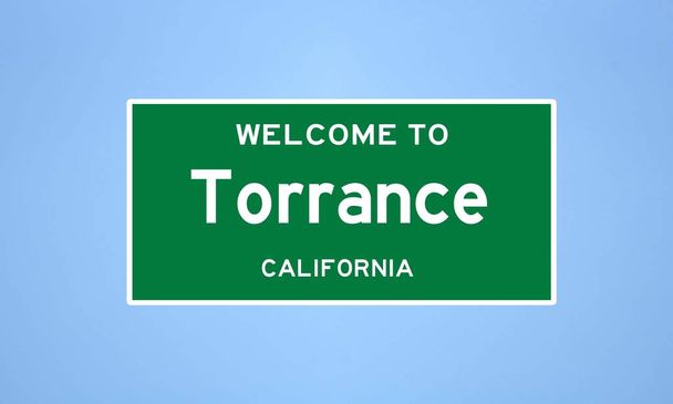 Torrance, grens Californië. Stadsbord uit de VS. - Foto, afbeelding