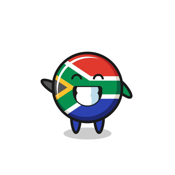 Sudáfrica personaje de dibujos animados haciendo gesto mano ola, lindo diseño - Vector, Imagen