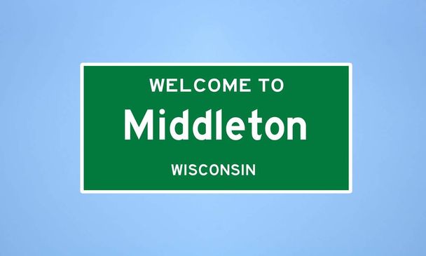 Middleton, Wisconsin şehir sınırı tabelası. Amerika 'dan kasaba tabelası. - Fotoğraf, Görsel