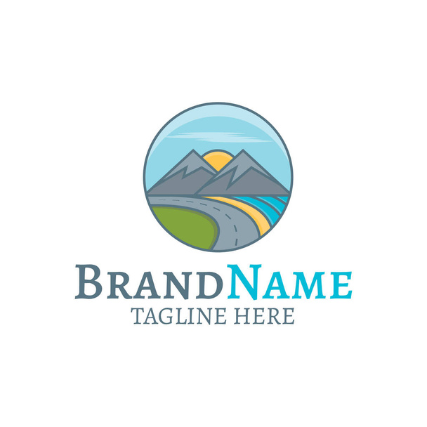 Ландшафтный логотип, идеально подходящий для индустрии путешествий и туризма или любого бизнеса, связанного с горной природой. - Вектор,изображение