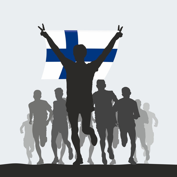 Vincitore con la bandiera finlandese al traguardo
 - Vettoriali, immagini